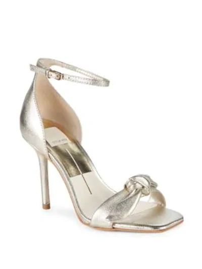 Dolce Vita Helana Bow Leather Sandals In Light Gold
