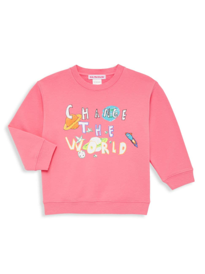 Kids Worldwide Kids' Littlle Girl's & Girl's Change The World Crewneck Sweatshirt In Pink