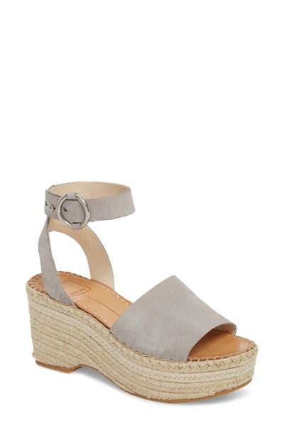 Dolce Vita Lesly Espadrille Platform Sandal In Grey Suede