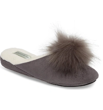 Patricia Green Pretty Pouf Slipper In Charcoal Suede