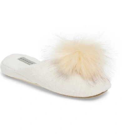 Patricia Green Pretty Pouf Slipper In White Suede