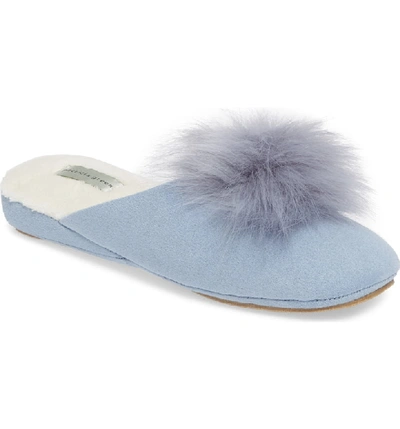 Patricia Green Pretty Pouf Slipper In Light Blue Suede