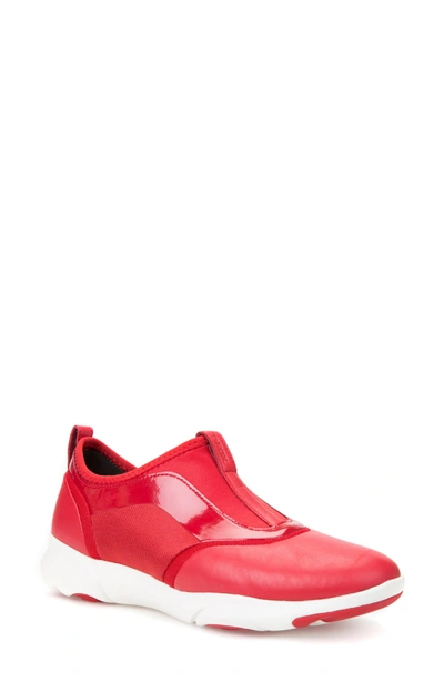 Geox Nebula S Slip-on Sneaker In Red Leather