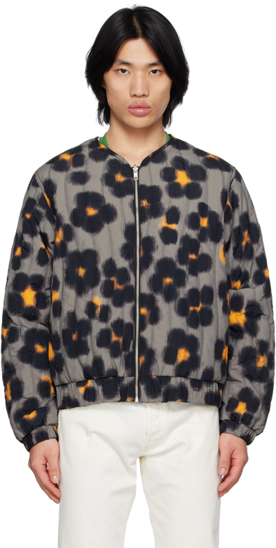 Kenzo Hana Leopard Reversible Bomber Jacket In Nero