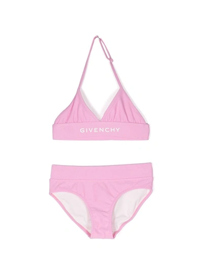 Givenchy Kids' Logo-print Triangle Bikini In Pink