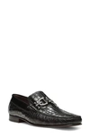 Donald Pliner Dacio Croc Embossed Bit Loafer In Black