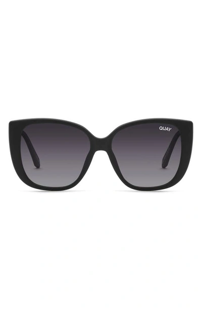 Quay Ever After 52mm Gradient Polarized Square Sunglasses In Black,chocolate Paprika