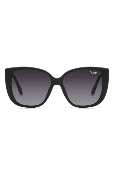 Quay Ever After 52mm Gradient Polarized Square Sunglasses In Black/ Smoke Polarized