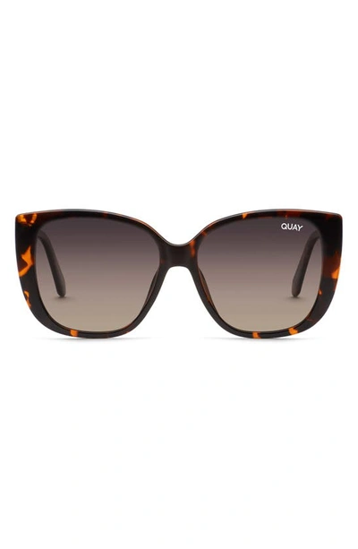 Quay Ever After 52mm Gradient Polarized Square Sunglasses In Tort Gold/ Smoke Polarized
