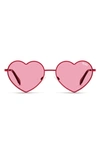 Quay X Pride Heartbreaker 45mm Heart Sunglasses In Red/ Pink