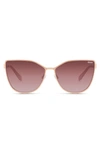 Quay 55mm In Pursuit Cat Eye Sunglasses In Rose Gold/ Brown Pink