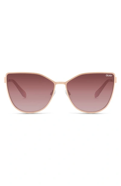 Quay 55mm In Pursuit Cat Eye Sunglasses In Rose Gold/ Brown Pink