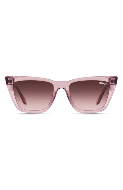 Quay Call The Shots 48mm Gradient Cat Eye Sunglasses In Berry/ Brown Pink