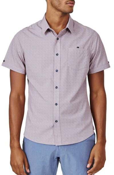 7 Diamonds Monti Geo Print Short Sleeve Performance Button-up Shirt In Stone Rose