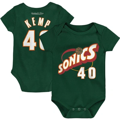 Mitchell & Ness Babies' Infant  Shawn Kemp Green Seattle Supersonics Hardwood Classics Name & Number Bodysuit