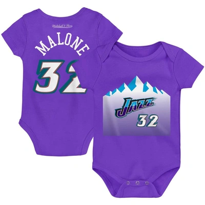 Mitchell & Ness Babies' Infant Boys And Girls  Karl Malone Purple Utah Jazz Hardwood Classics Name And Number