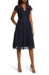 Eliza J Lace Fit & Flare Cocktail Dress In Navy