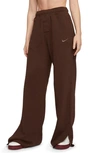 Nike Women's  Sportswear Everyday Modern High-waisted Wide-leg French Terry Pants In Brown