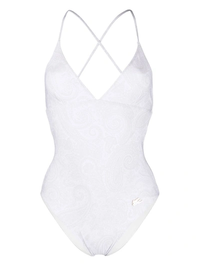 Etro One Piece Swimsuit With Logo In White