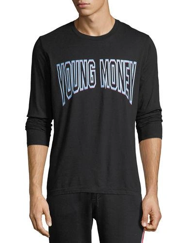 Young Money Long-sleeve Logo Graphic T-shirt In Black/blue
