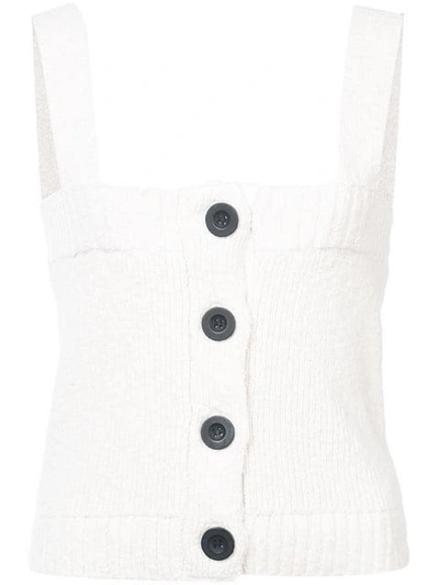 Derek Lam 10 Crosby Cropped Knit Top With Buttons In Red Clay