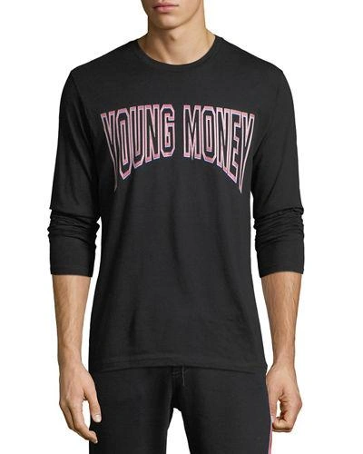 Young Money Long-sleeve Logo Graphic T-shirt In Black/pink