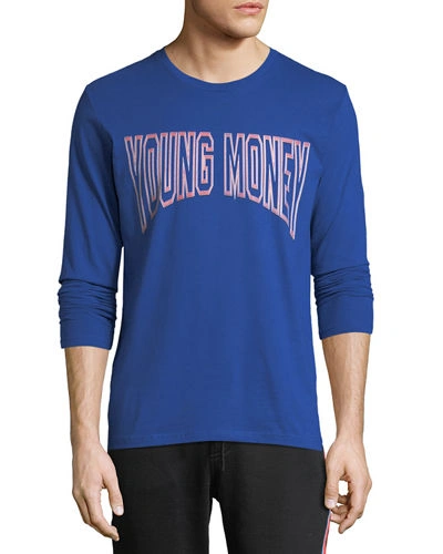 Young Money Long-sleeve Logo Graphic T-shirt In Blue/red