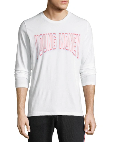 Young Money Long-sleeve Logo Graphic T-shirt In White/red