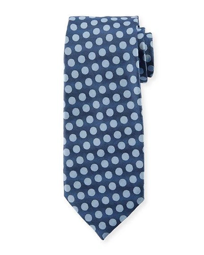 Tom Ford Dot Silk Satin Tie In Blue