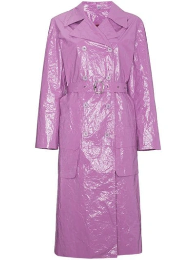 Sies Marjan Bessie Crinkled-vinyl Trench Coat In Pink&purple