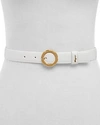 Ferragamo Flower Buckle Leather Belt In New Bianco White/gold
