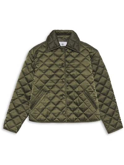 Anine Bing Emilia Womens Lightweight Short Quilted Coat In Green