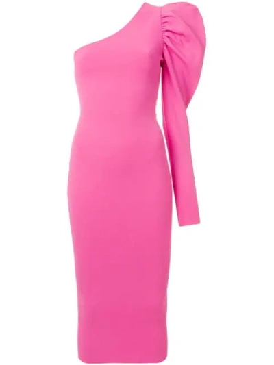 Stella Mccartney Hot Pink One Shoulder Dress In Bright Pink
