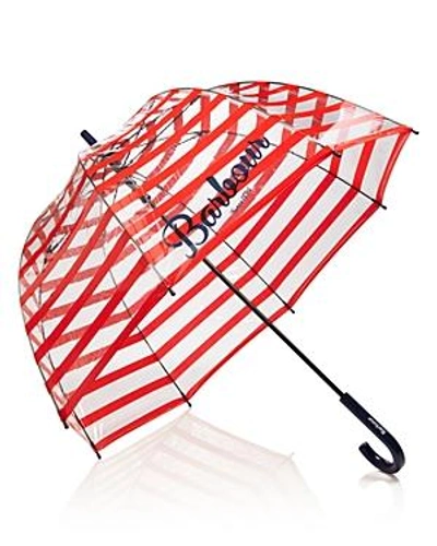 Barbour Stripe Bubble Umbrella In Navy/red