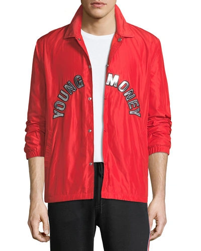 Young Money Coaches Snap-front Jacket In Red