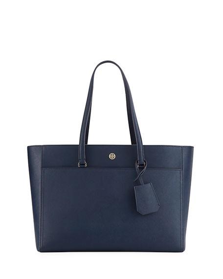 Tory Burch Robinson Leather Tote - Blue In Royal Navy / Black | ModeSens