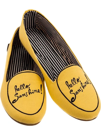 Loly In The Sky Sonia Womens Canvas Slip-on Loafers In Yellow