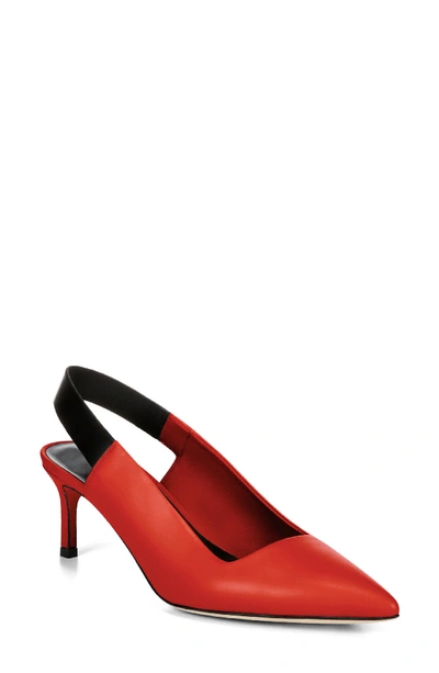Via Spiga Women's Blake Leather Slingback Kitten Heel Pumps In Poppy Red/ Black Leather