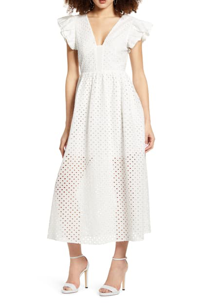 white flare midi dress