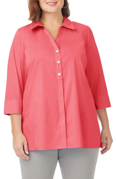 Foxcroft Pamela Non-iron Stretch Tunic Blouse In Coral Sunset
