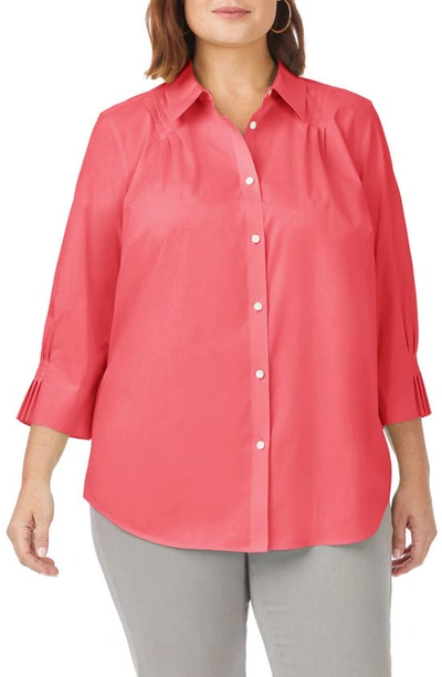 Foxcroft Paulie Button-up Shirt In Coral Sunset