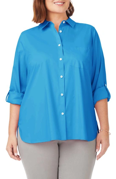Foxcroft Cole Roll Sleeve Button-up Shirt In Blue Breeze