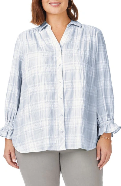 Foxcroft Caspian Plaid Button-up Shirt In Soft Blue