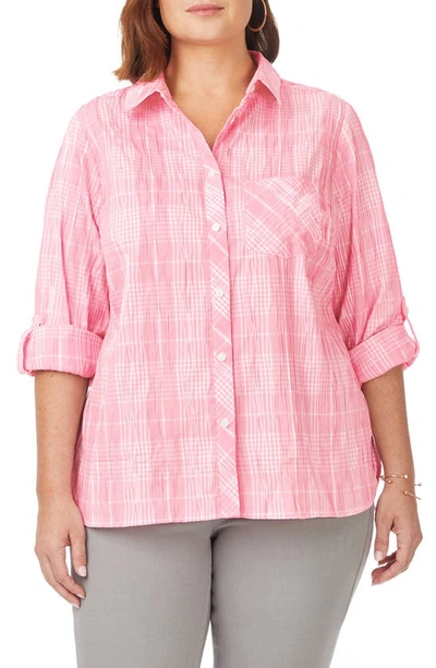 Foxcroft Cole Roll Sleeve Button-up Shirt In Pink Champagne