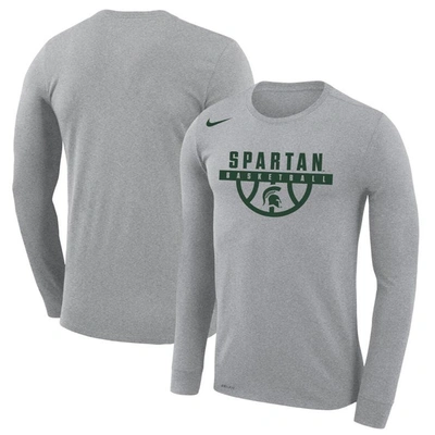 Nike Gray Michigan State Spartans Basketball Drop Legend Long Sleeve Performance T-shirt