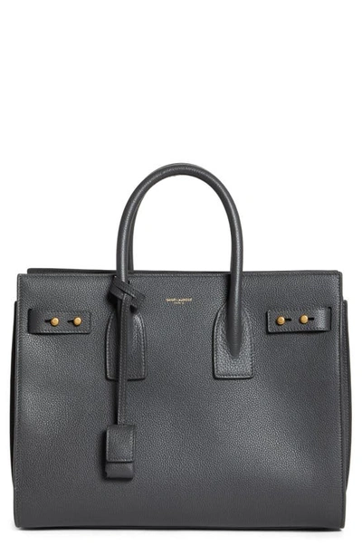 Saint Laurent Medium Sac De Jour Leather Top Handle Bag In Storm