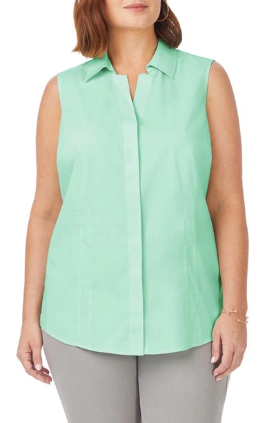 Foxcroft Taylor Sleeveless Button-up Shirt In Sea Mist