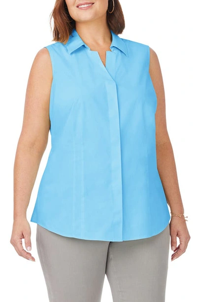 Foxcroft Taylor Sleeveless Button-up Shirt In Baltic Blue