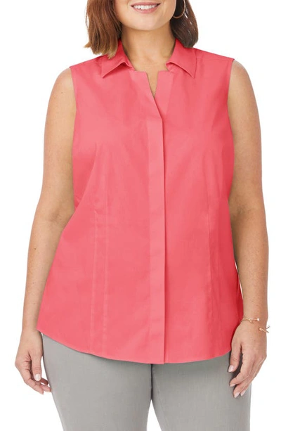 Foxcroft Taylor Sleeveless Button-up Shirt In Coral Sunset