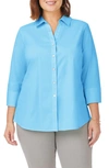 Foxcroft Mary Non-iron Stretch Cotton Button-up Shirt In Soft Aqua